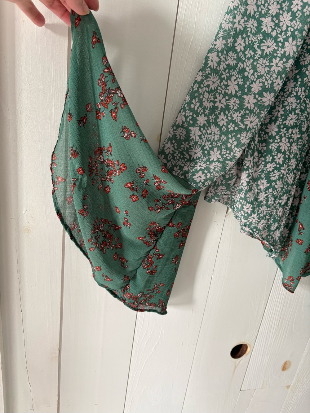 Free People Serena Emerald Green Sheer Floral Blouse Size Medium - Picture 6 of 11
